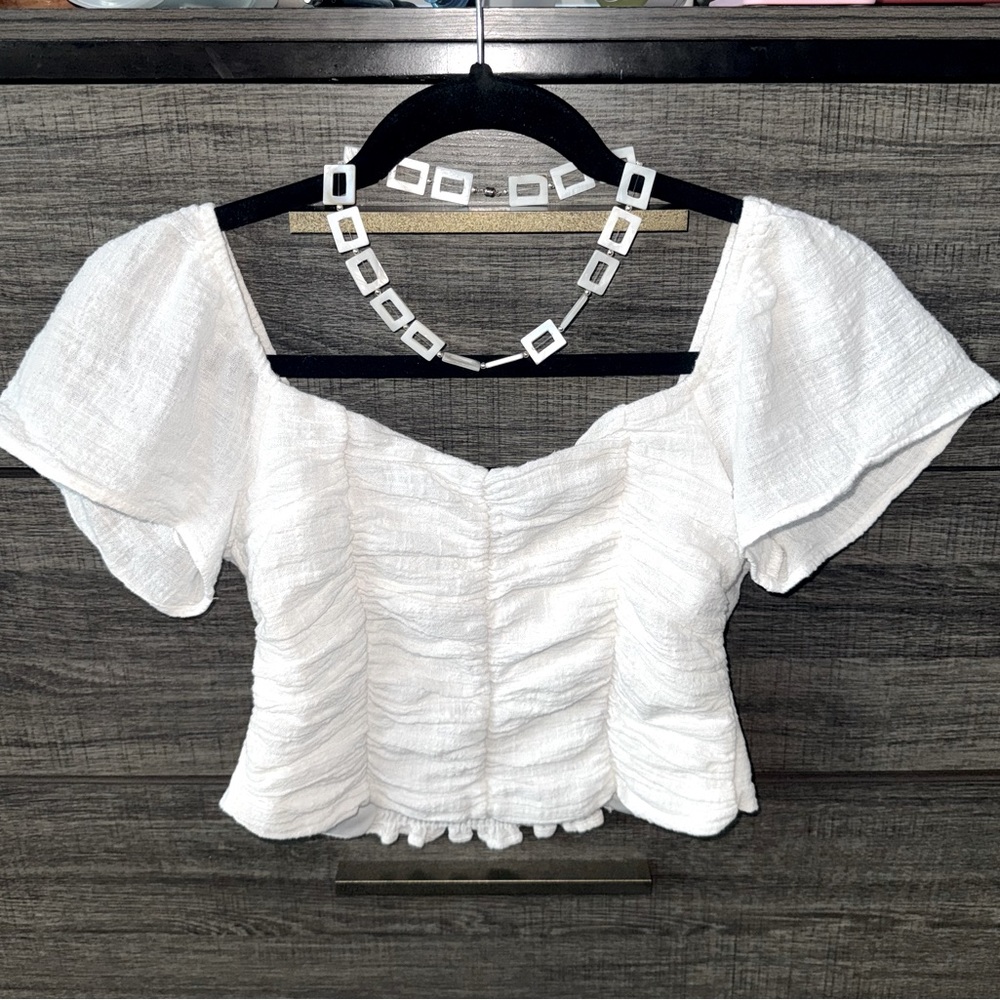 White Ruffle Crop Top